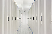 White server room corridor