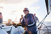 Retired man on sailboat