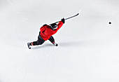 Hockey player in red uniform
