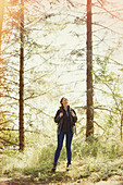 Smiling woman hiking