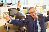 Businessman talking on telephone