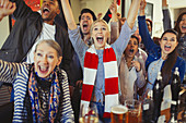 Enthusiastic sports fans cheering