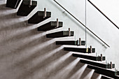 Modern, minimalist floating staircase