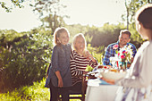 Happy family enjoying lunch