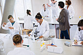 College students conducting experiment