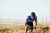 Male triathlete cyclist cycling