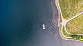 Cruise ship on rippled ocean, Denmark