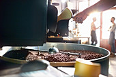 Coffee roaster roasting coffee beans