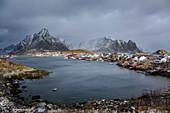 Fishing village at waterfront, Norway