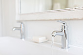 Luxury, modern stainless steel bathroom faucet