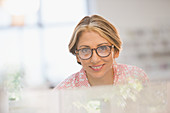 Portrait businesswoman with eyeglasses