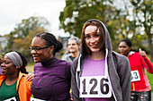 Portrait smiling female runner