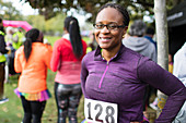 Portrait smiling, female runner