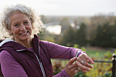 Portrait active senior woman exercising