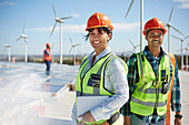 Portrait engineers at alternative energy power plant