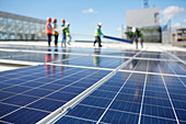 Solar panels at sunny power plant