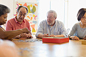 Senior friends playing games