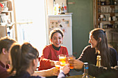 Young adult friends toasting cocktails