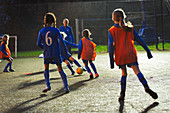Girls soccer team practicing
