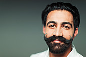 Portrait man with handlebar moustache