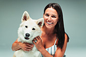 Portrait woman with dog