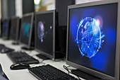 Global communications screen saver on computer