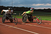 Paraplegic athletes in wheelchair race