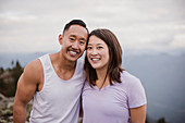 Portrait couple hiking