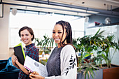 Smiling businesswomen in office