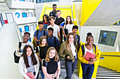 Portrait junior high students on stairs
