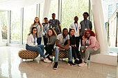 Portrait college students in lobby
