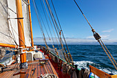 Wooden sailboat on Atlantic Ocean Greenland