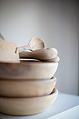 Stacked wooden bowls and spoons