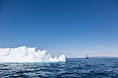 Melting polar ice on blue Atlantic Ocean Greenland