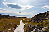 Footpath through remote rugged landscape Greenland