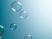 Translucent bubbles on blue background