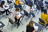 High school students taking exam