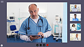 Doctor video conferencing during pandemic
