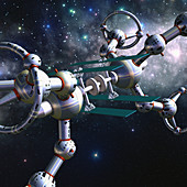Futuristic space station, illustration