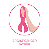Breast cancer awareness ribbon, conceptual illustration