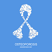 Osteoporosis awareness ribbon, conceptual illustration