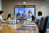 Business people video conferencing meeting