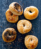 Bagels with various toppings