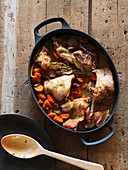Braised rabbit with carrots and onions