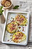 Baked cabbage snack with bacon