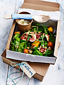 Honey pumpkin and fig salad with whipped ricotta 'to go'