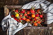 Rosehips in a wooden box