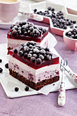 Chocolate and bluberry cake with jelly