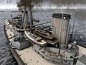 Dreadnought battleship, 1906, illustration