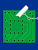 Surveillance camera over circuit board, illustration